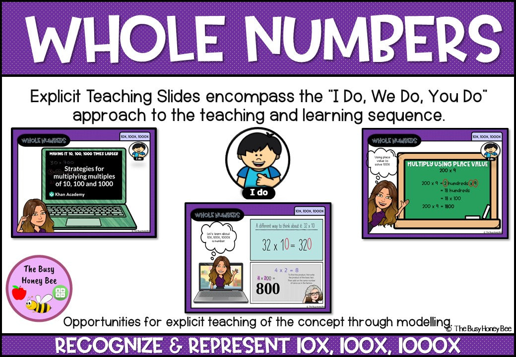 Year 4 Whole Number 10x, 100x, 1000x Explicit Teaching Bundle