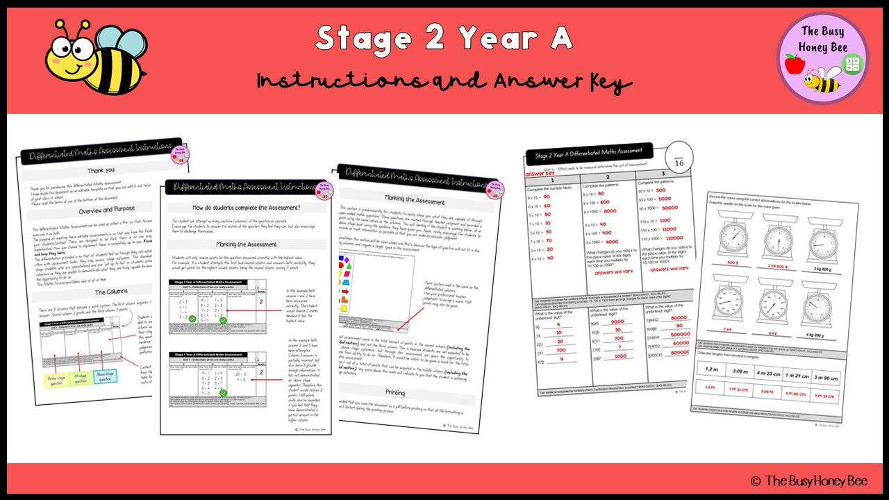 Stage 2 Year A Differentiated Maths Assessment Unit 14