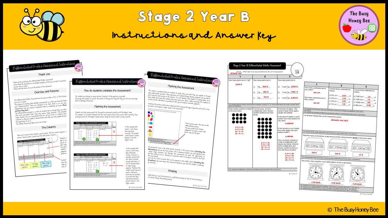 Stage 2 Year B Differentiated Maths Assessment Unit 34