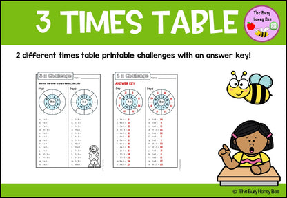 3 Times Table Teaching Slide and Printable Bundle