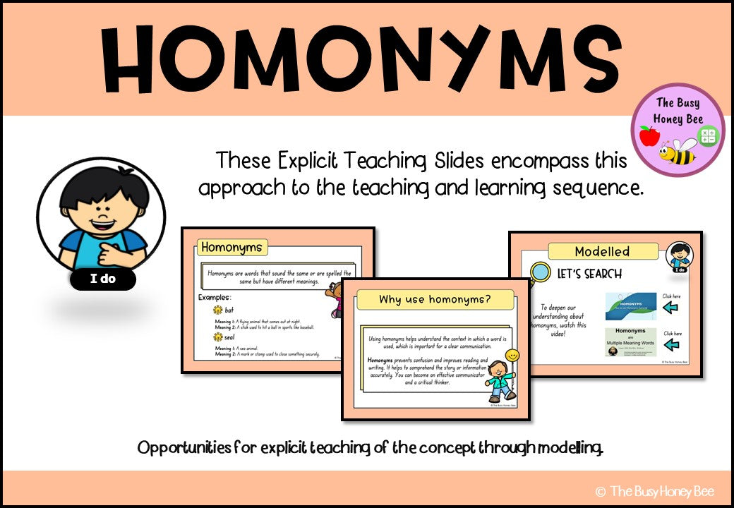 Year 3 and 4 Homonyms Explicit Teaching Bundle