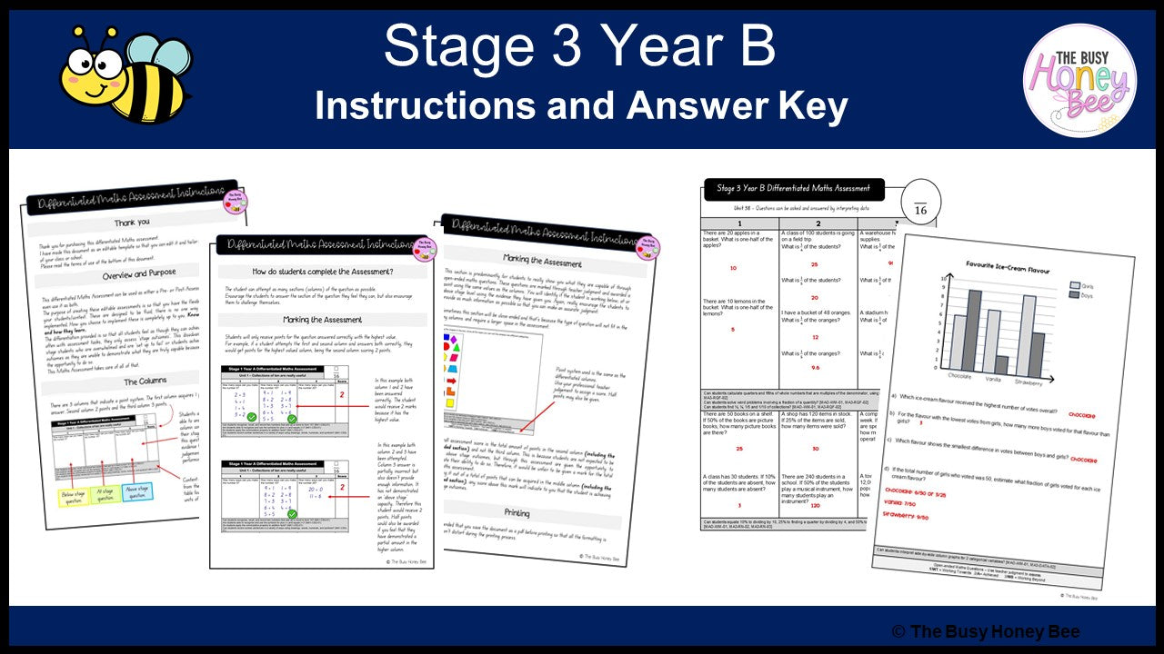 Stage 3 Year B Differentiated Maths Assessment Unit 38