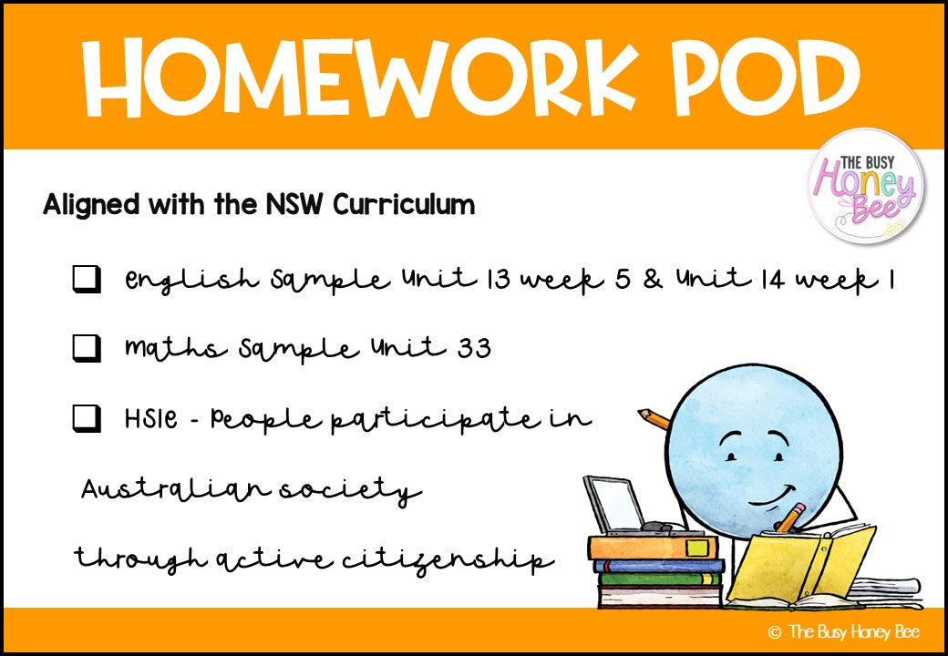 Stage 2 Year B Homework/Learning Pods Term 3 Mega Bundle