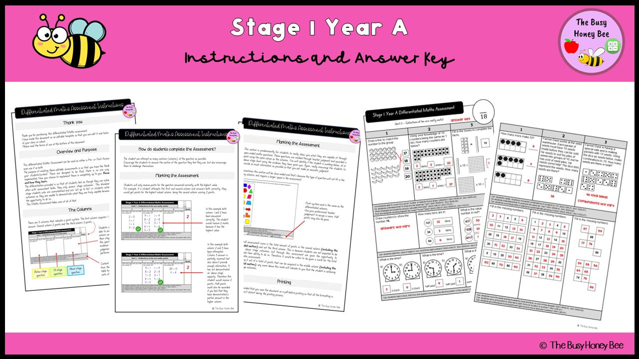 Stage 1 Year A Differentiated Maths Assessment Unit 11