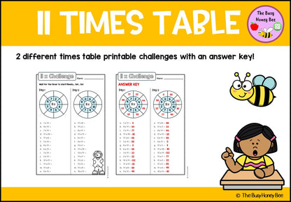 11 Times Table Teaching Slide and Printable Bundle