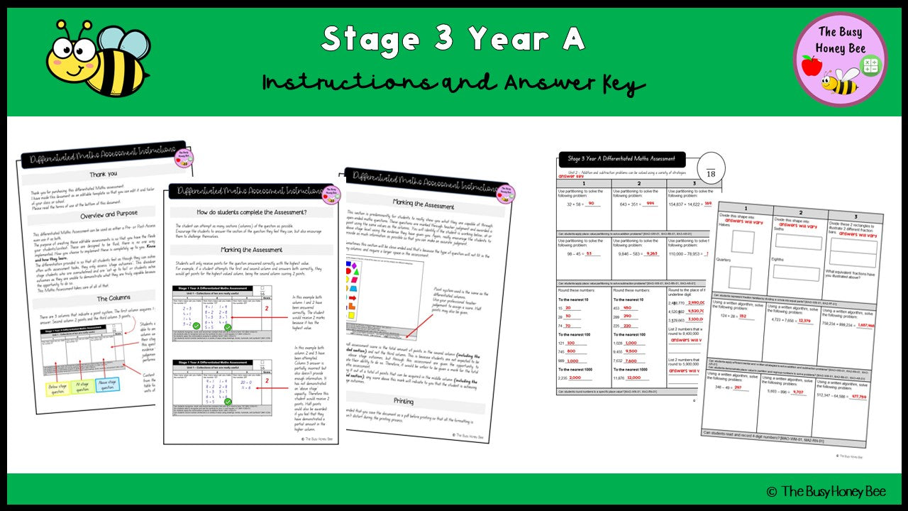 Stage 3 Year A Differentiated Maths Assessment Unit 2