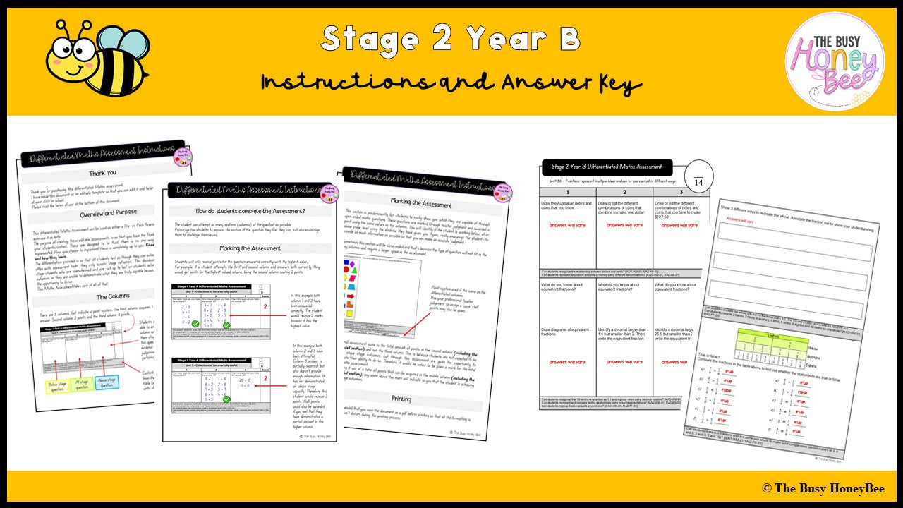 Stage 2 Year B Differentiated Maths Assessment Unit 36