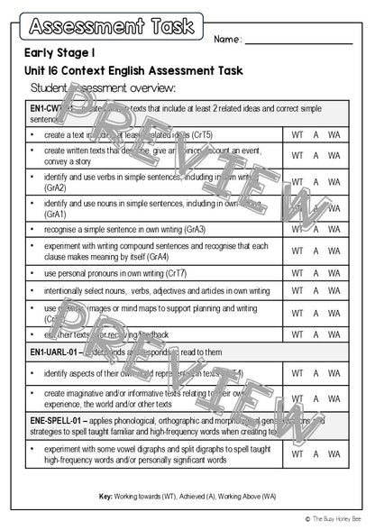 Early Stage 1 English Assessment Unit 16 Context