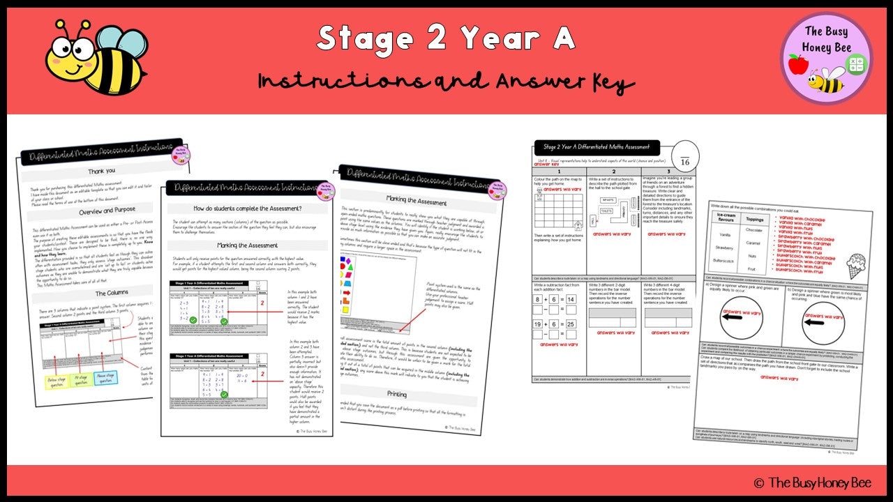 Stage 2 Year A Differentiated Maths Assessment Unit 8