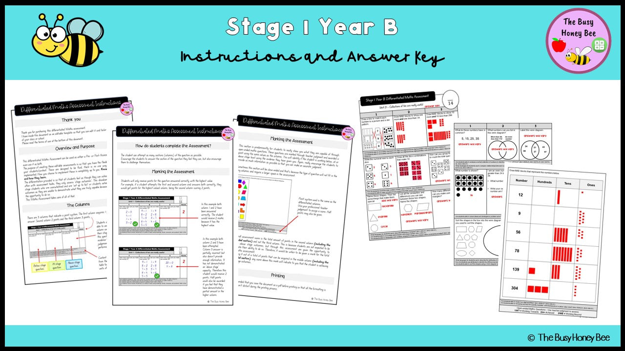 Stage 1 Year B Differentiated Maths Assessment Unit 21