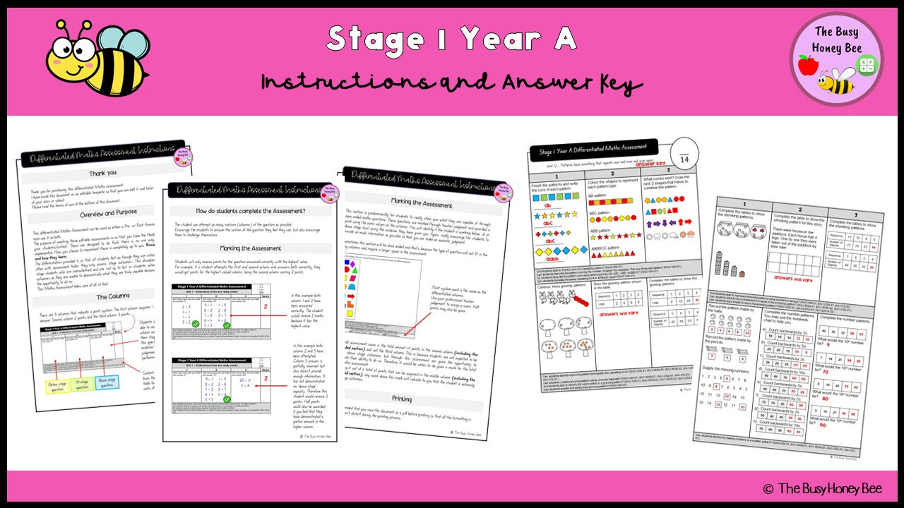 Stage 1 Year A Differentiated Maths Assessment Unit 12