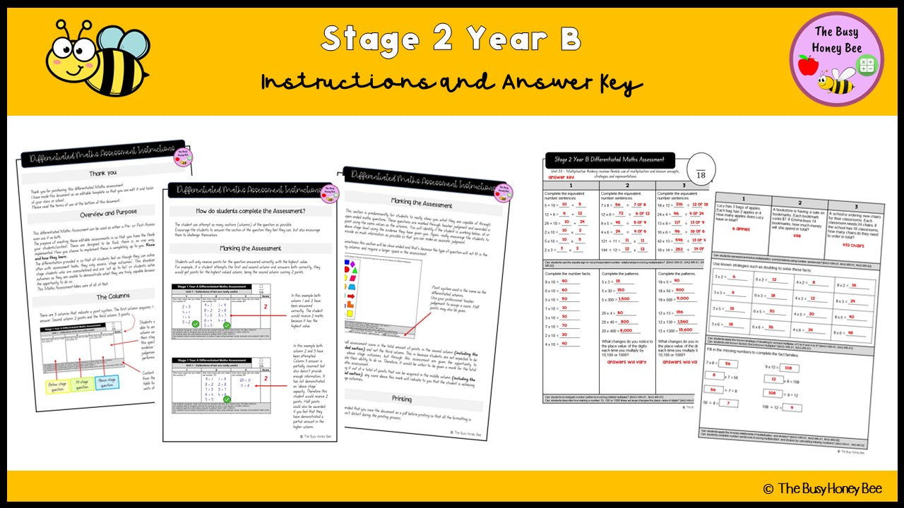 Stage 2 Year B Differentiated Maths Assessment Unit 33