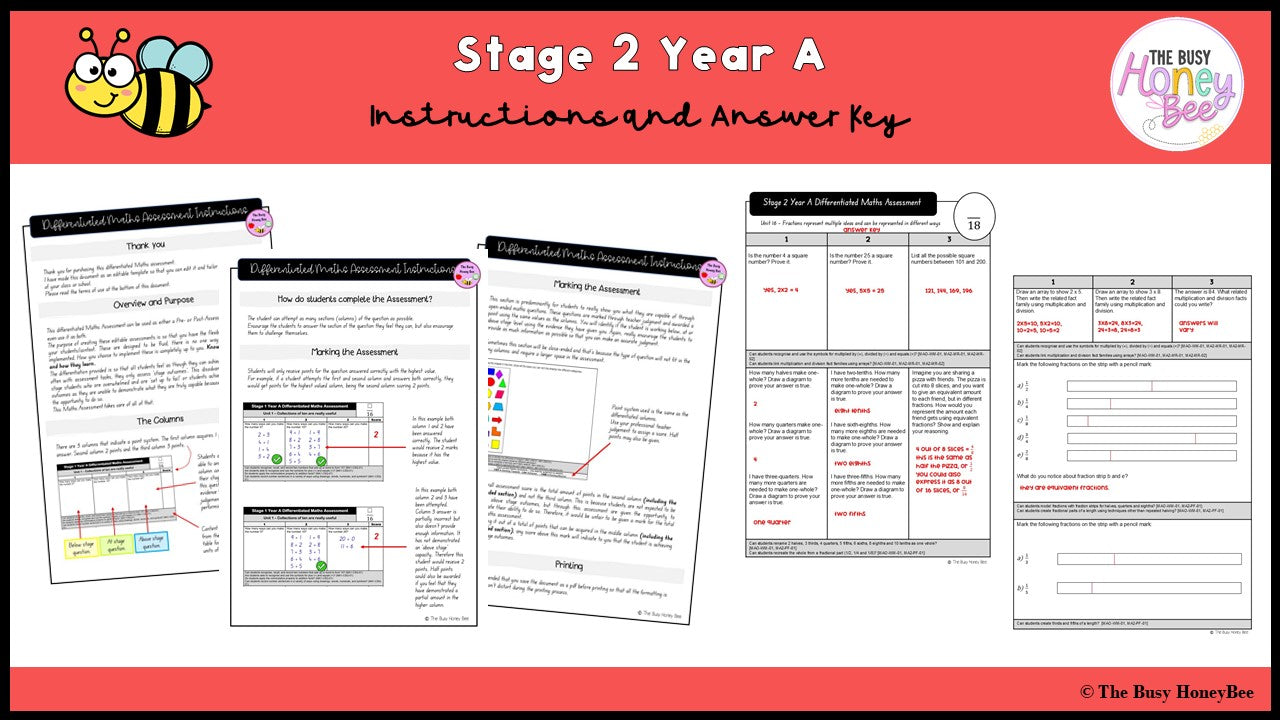 Stage 2 Year A Differentiated Maths Assessment Unit 16