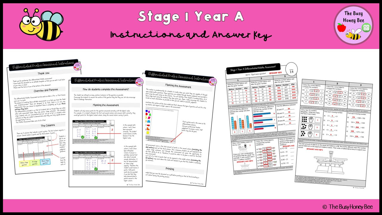 Stage 1 Year A Differentiated Maths Assessment Unit 6