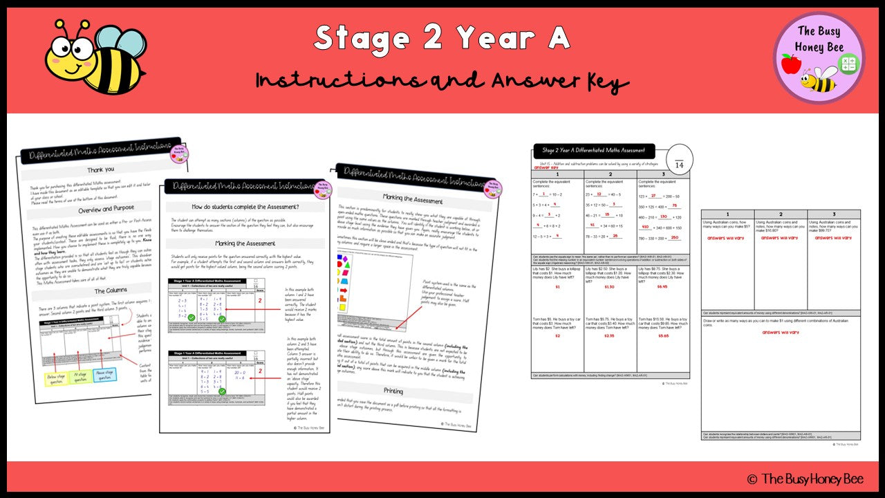 Stage 2 Year A Differentiated Maths Assessment Unit 15