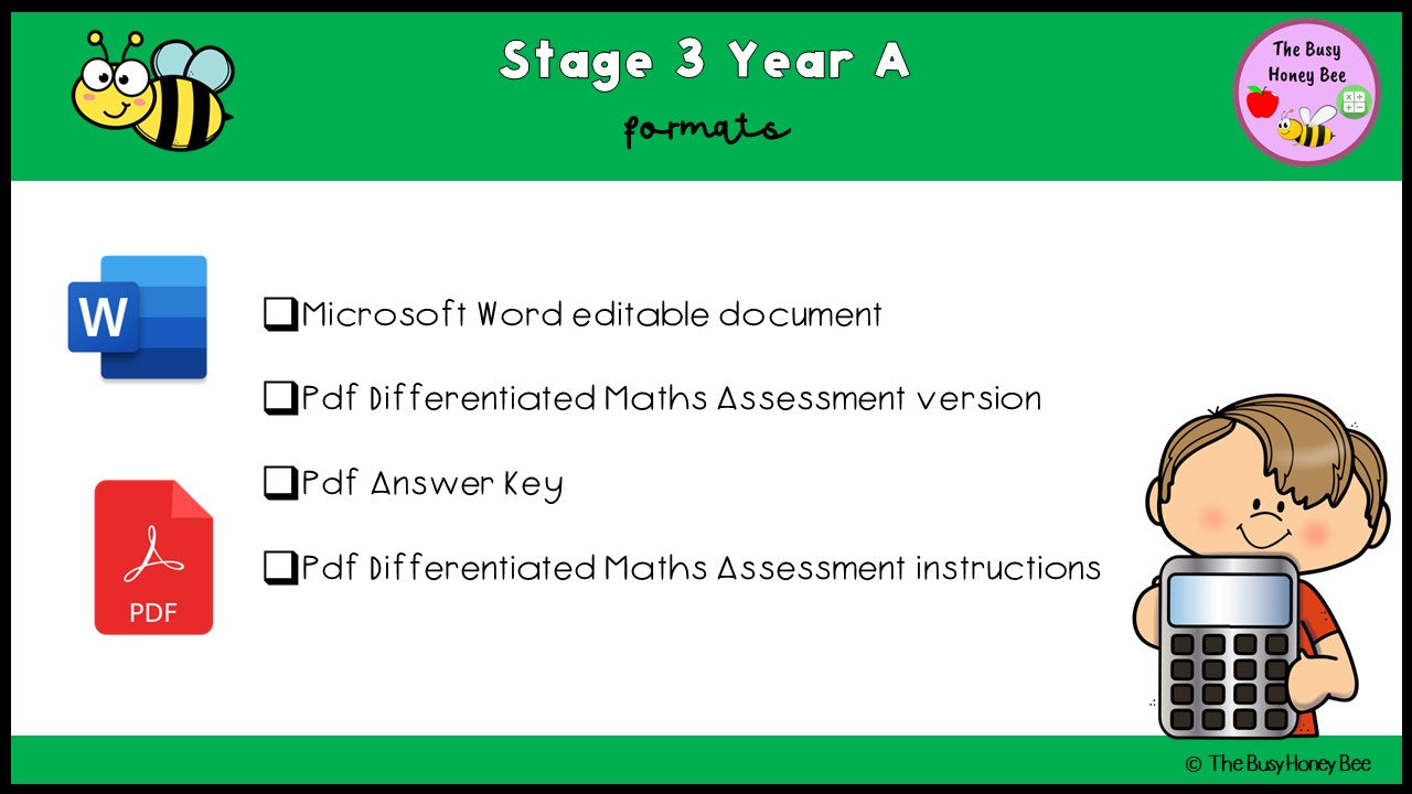 Stage 3 Year A Differentiated Maths Assessment Unit 14