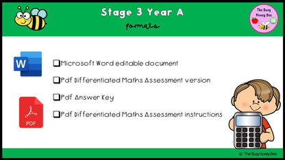 Stage 3 Year A Differentiated Maths Assessment Unit 14