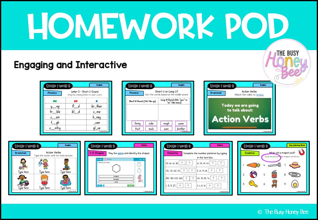 Stage 1 Year B Homework/Learning Pods Term 1 Mega Bundle