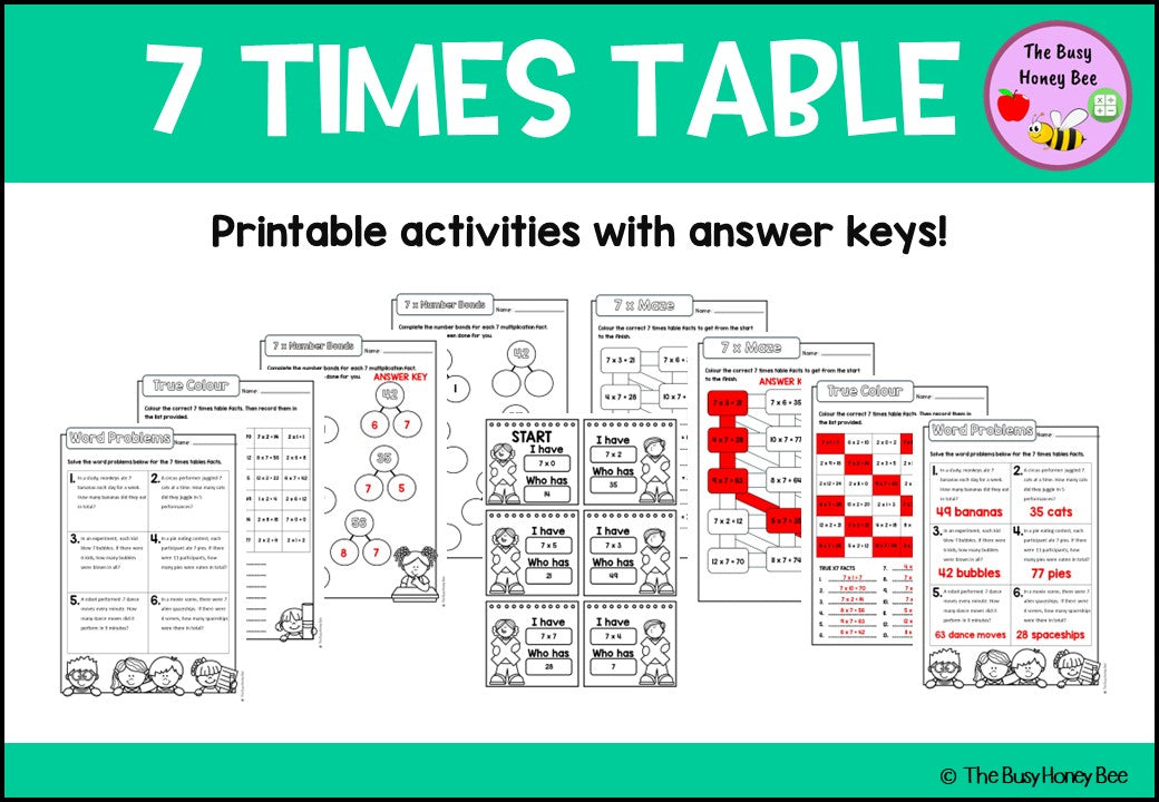 7 Times Table Teaching Slide and Printable Bundle