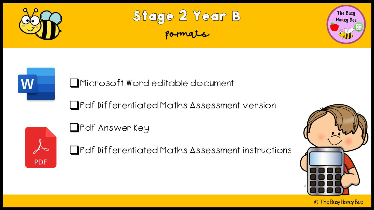 Stage 2 Year B Differentiated Maths Assessment Unit 33