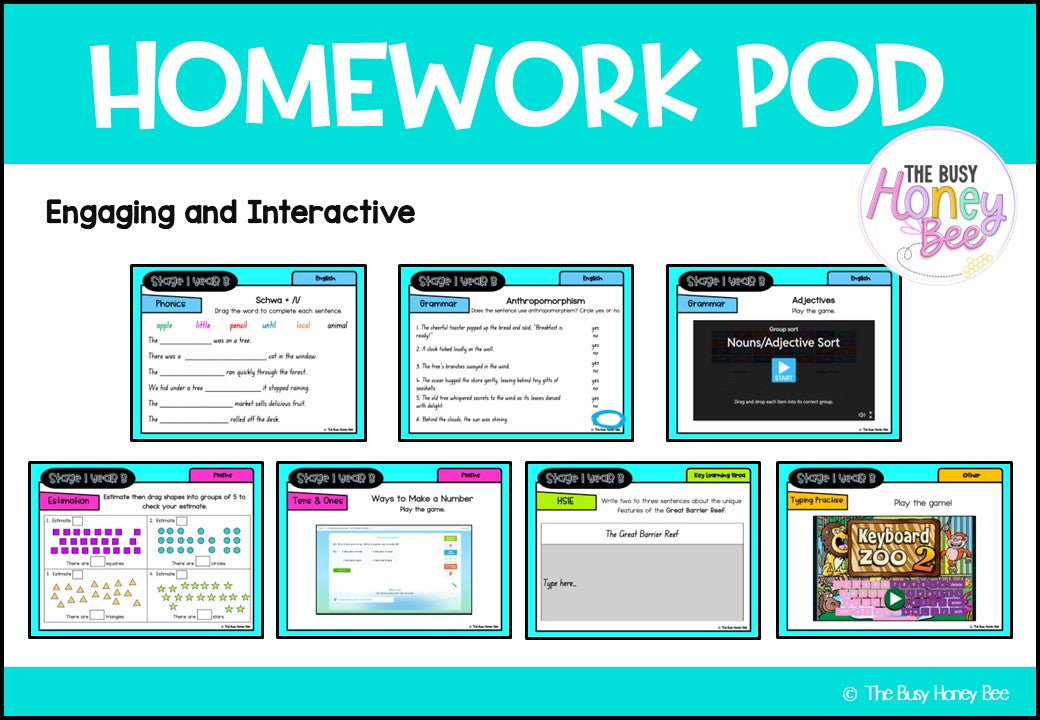 Stage 1 Year B Homework/Learning Pods Term 1 Mega Bundle