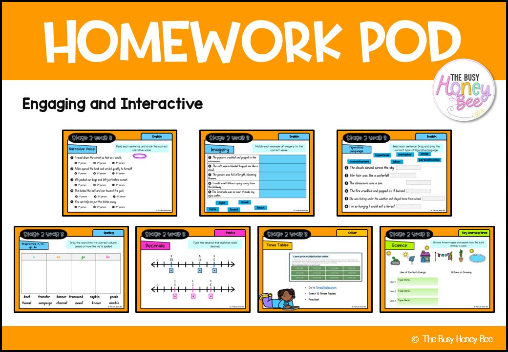 Stage 2 Year B Homework/Learning Pods Term 3 Mega Bundle