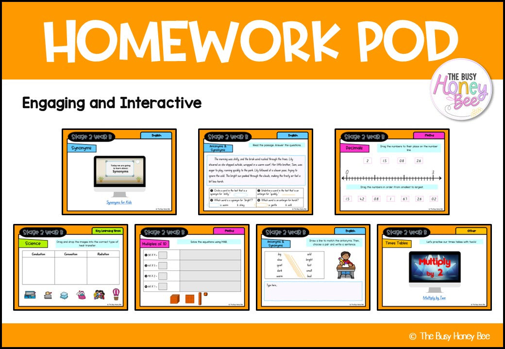 Stage 2 Year B Homework/Learning Pods Term 1 Mega Bundle