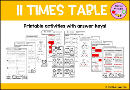 11 Times Table Teaching Slide and Printable Bundle