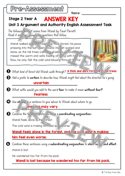 Stage 2 Year A English Pre- and Post-Assessment Unit 3 Argument and Authority