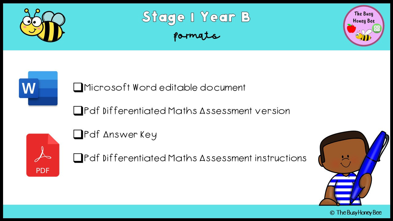 Stage 1 Year B Differentiated Maths Assessment Unit 28