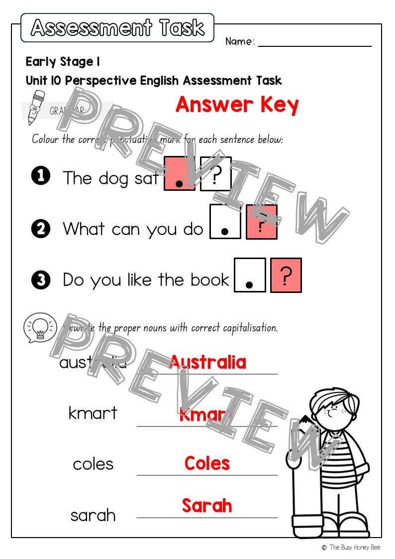 Early Stage 1 English Assessment Unit 10 Perspective