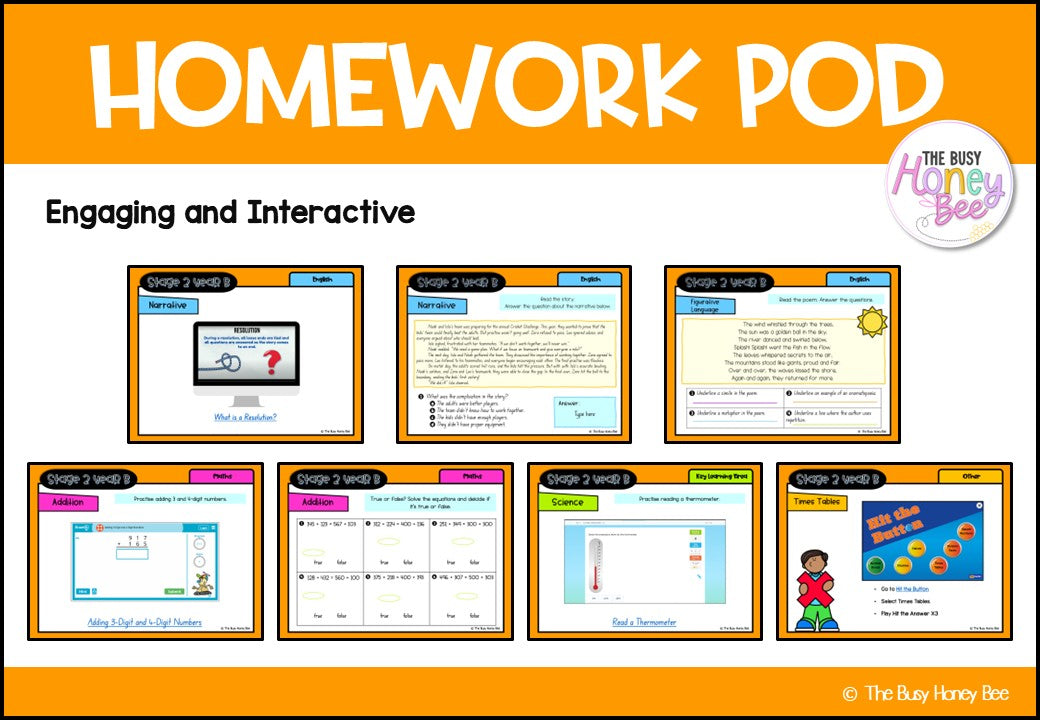 Stage 2 Year B Homework/Learning Pods Term 1 Mega Bundle