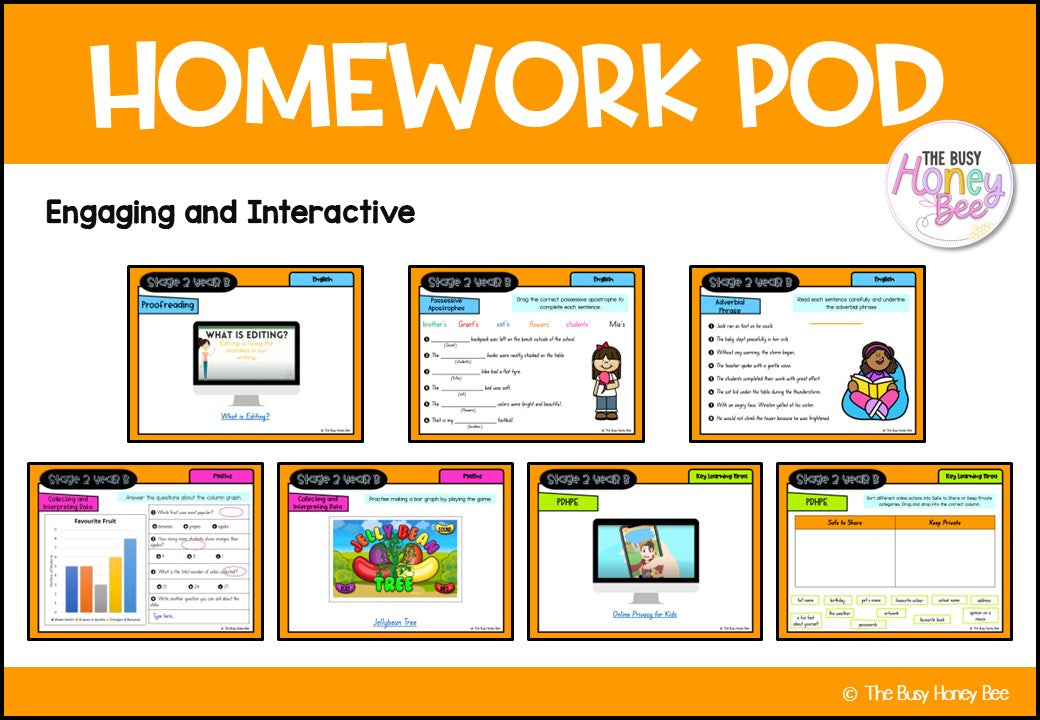 Stage 2 Year B Homework/Learning Pods Term 1 Mega Bundle