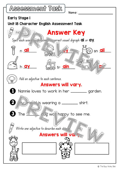 Early Stage 1 English Assessment Unit 18 Character