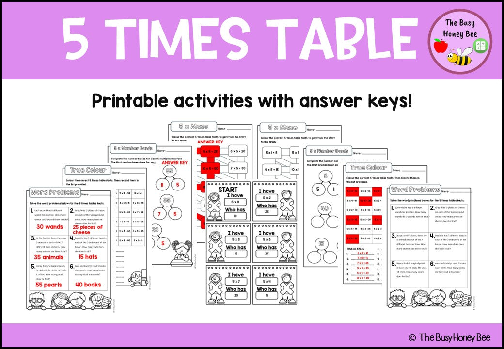 5 Times Table Teaching Slide and Printable Bundle