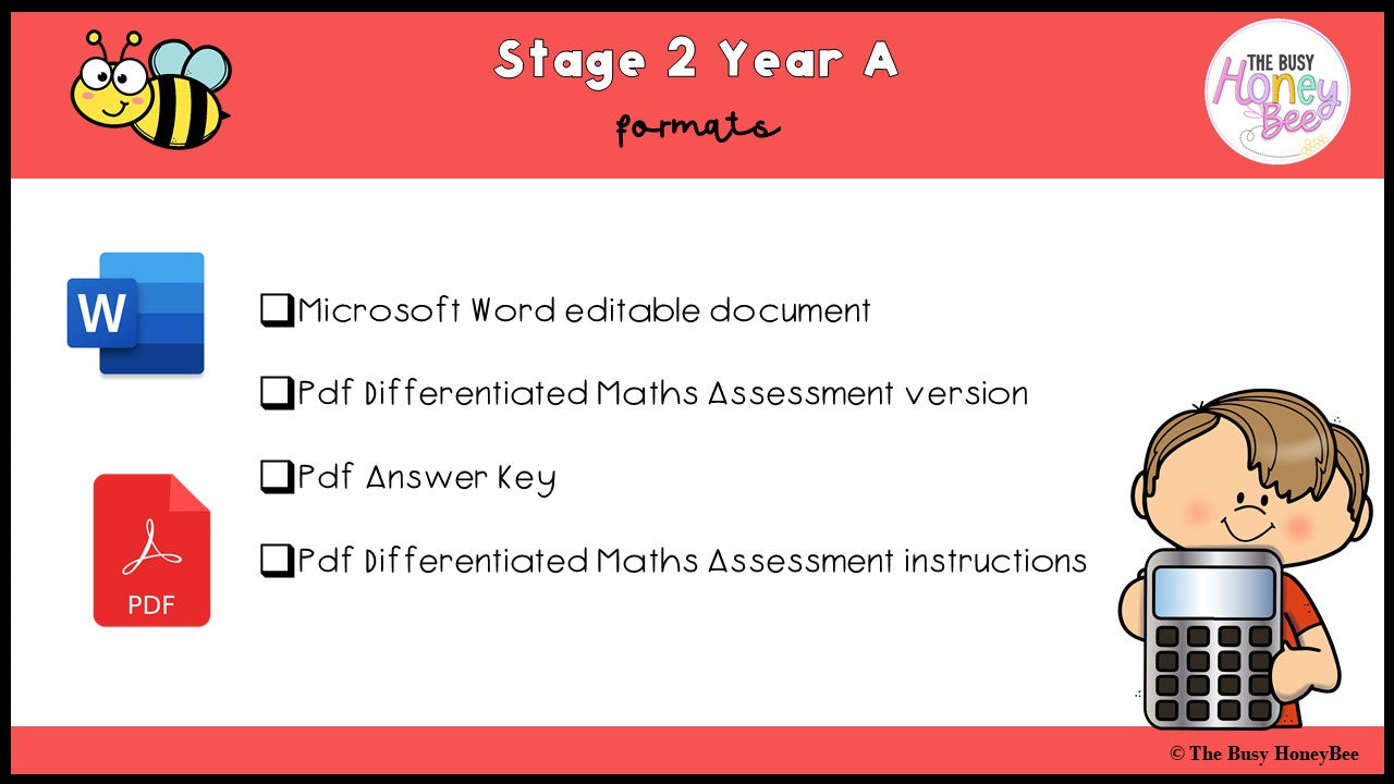 Stage 2 Year A Differentiated Maths Assessment Unit 16