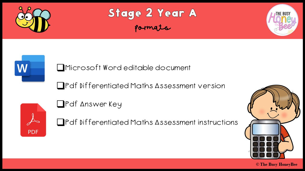 Stage 2 Year A Differentiated Maths Assessment Unit 17