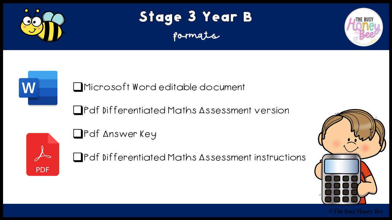 Stage 3 Year B Differentiated Maths Assessment Unit 33