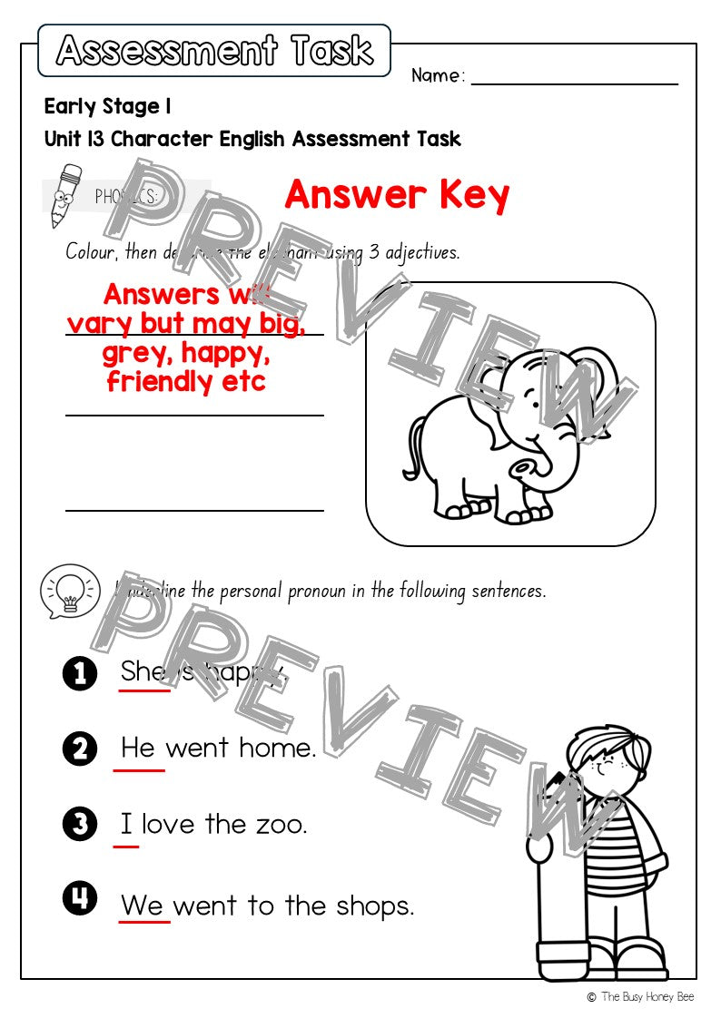 Early Stage 1 English Assessment Unit 13 Character