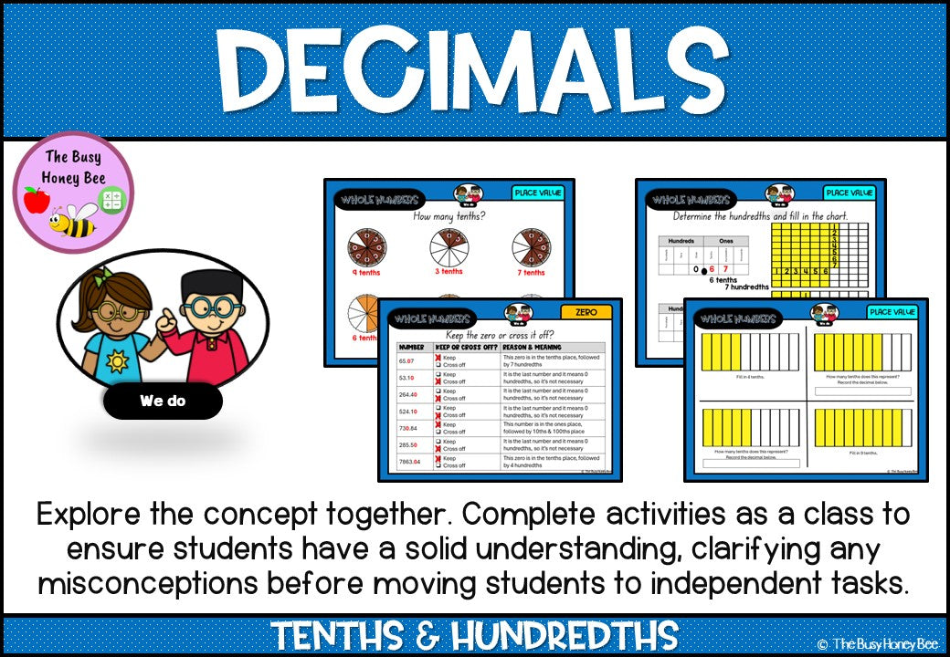 Year 4 Decimals 10th & 100ths Explicit Teaching Bundle