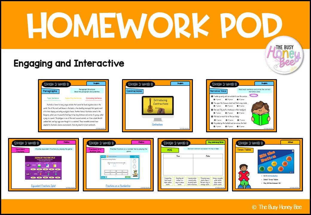 Stage 2 Year B Homework/Learning Pods Term 1 Mega Bundle