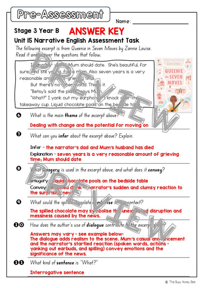 Stage 3 Year B English Pre- and Post-Assessment Unit 15 Narrative