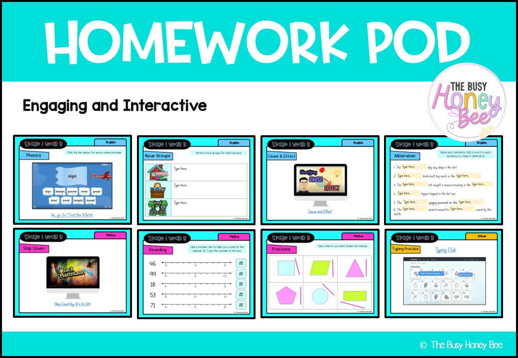 Stage 1 Year B Homework/Learning Pods Term 1 Mega Bundle