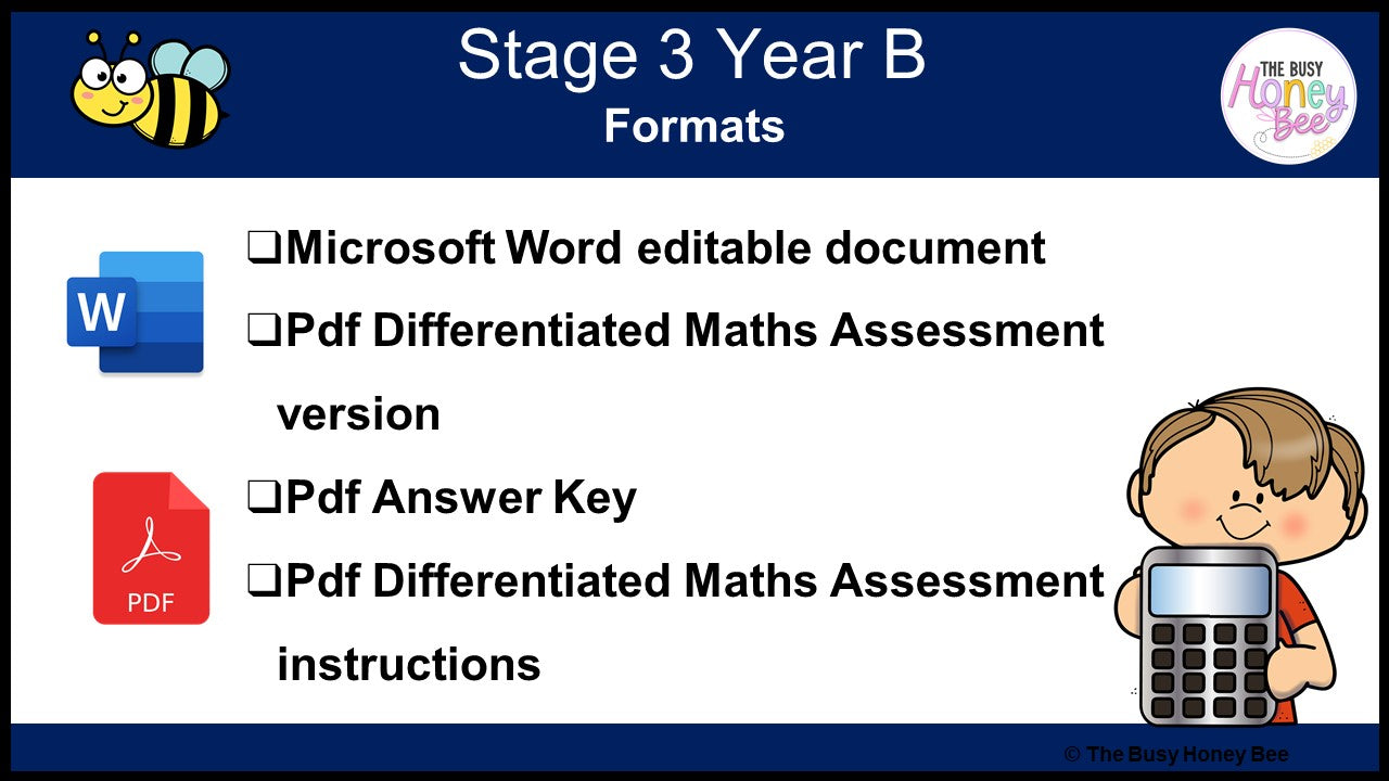 Stage 3 Year B Differentiated Maths Assessment Unit 38