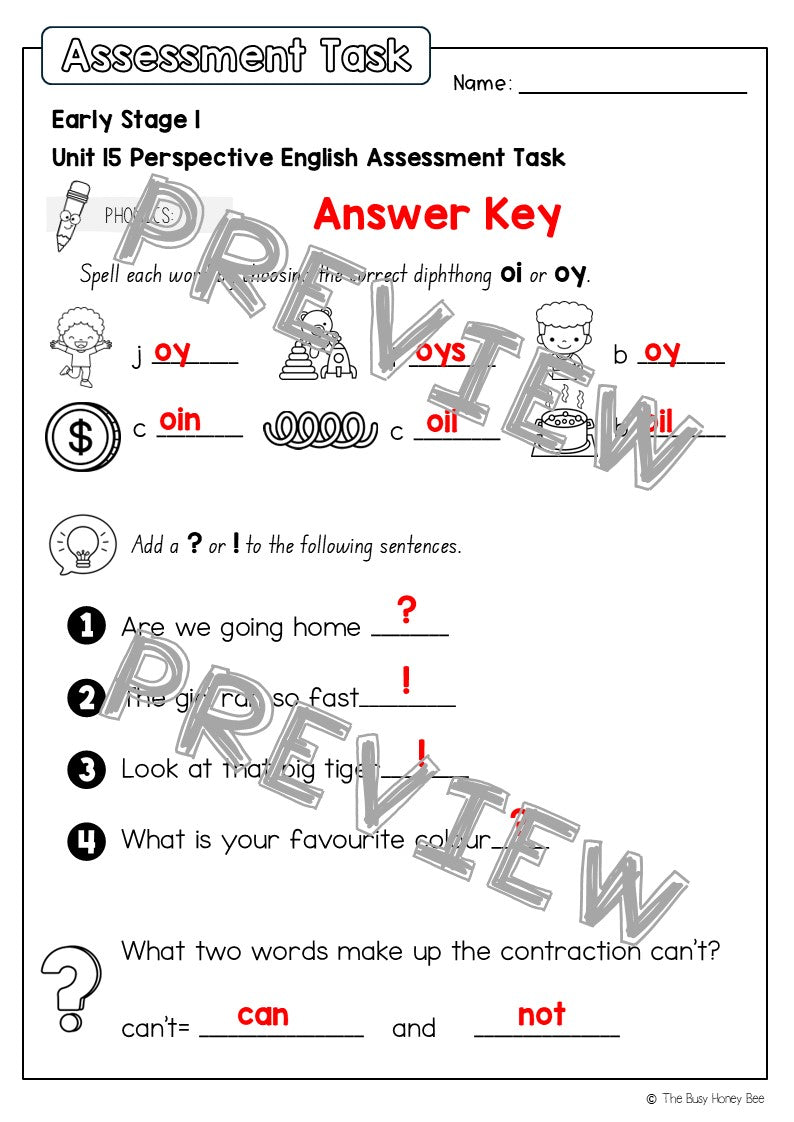 Early Stage 1 English Assessment Unit 15 Perspective