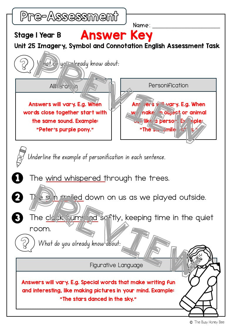 Stage 1 Year B English Pre- and Post-Assessment Unit 25