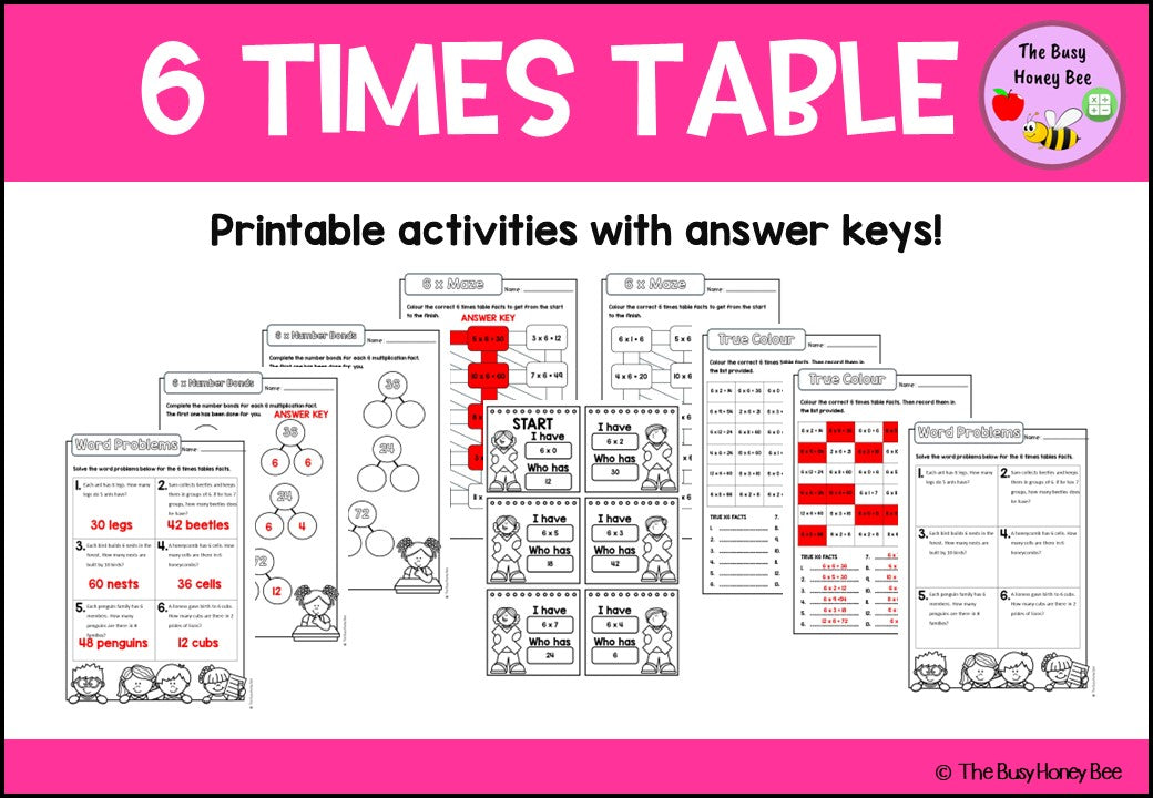 6 Times Table Teaching Slide and Printable Bundle