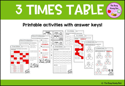 3 Times Table Teaching Slide and Printable Bundle