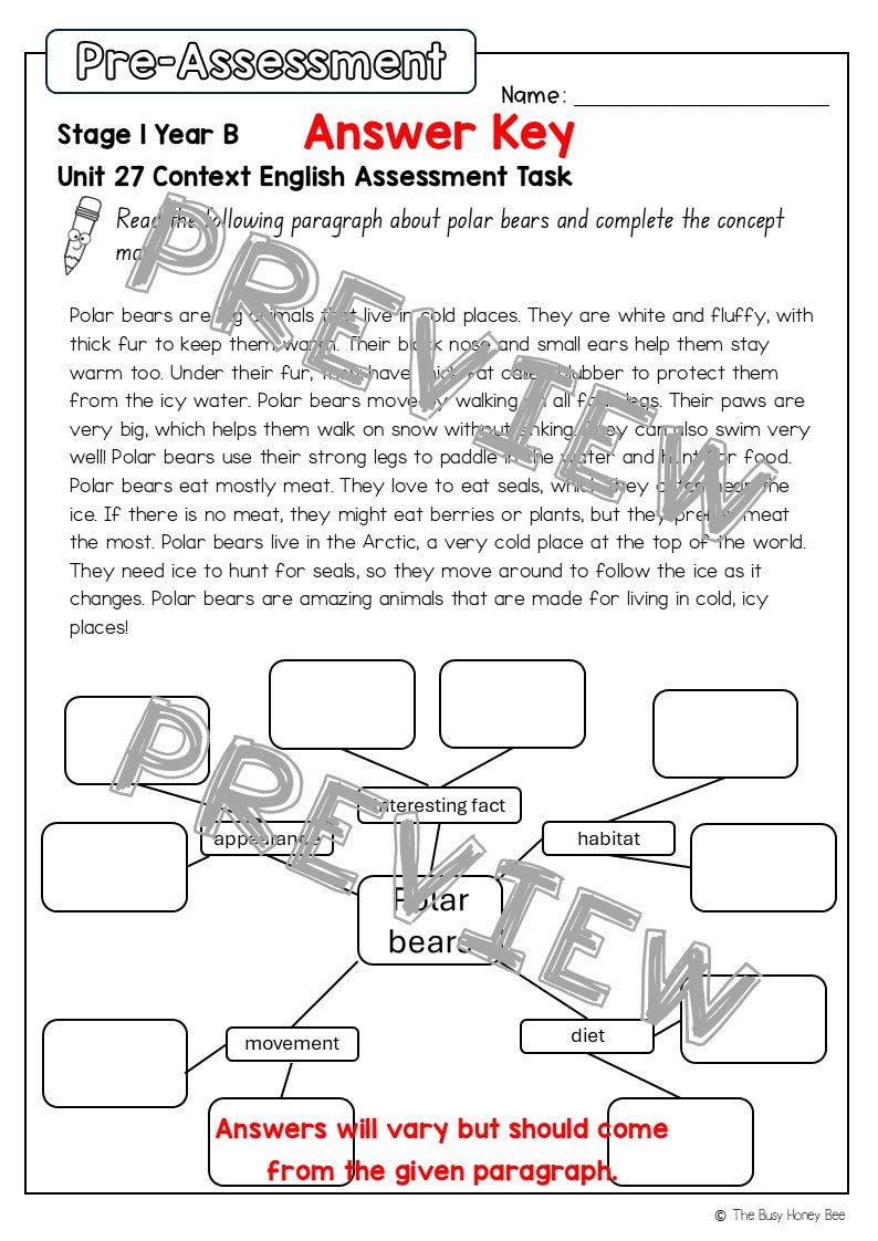 Stage 1 Year B English Pre- and Post-Assessment Unit 27