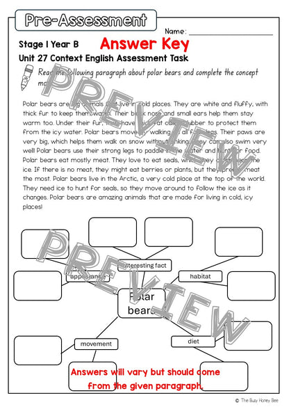 Stage 1 Year B English Pre- and Post-Assessment Unit 27